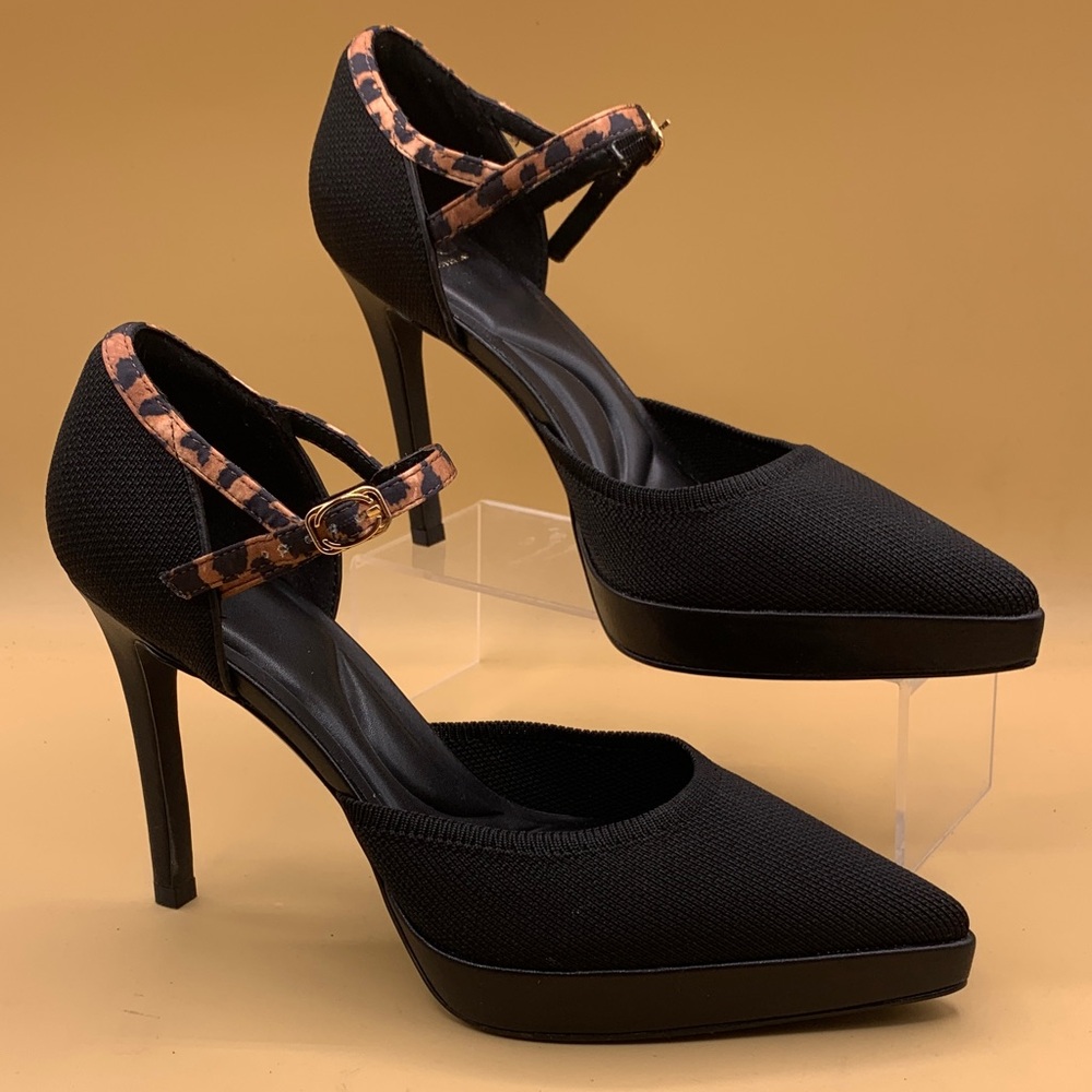 Cosy Island Women's Spotlight Strapped Stiletto Pumps black leopard print Size 8